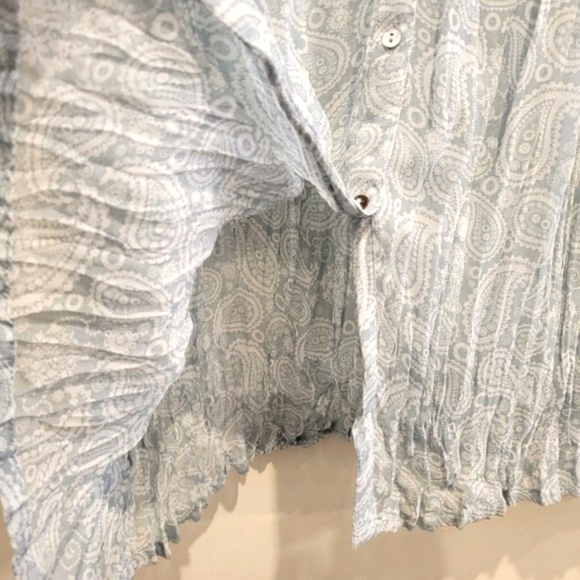 Zara Blue Teal Paisley Crinkled Relaxed Fit Button Down Maxi Sheath Dress M EUC - Picture 7 of 12